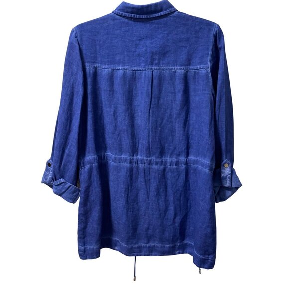 Chicos Womens Blue Shirt Jacket Size M 55% Cotton 45% Linen shirt - Picture 8 of 12